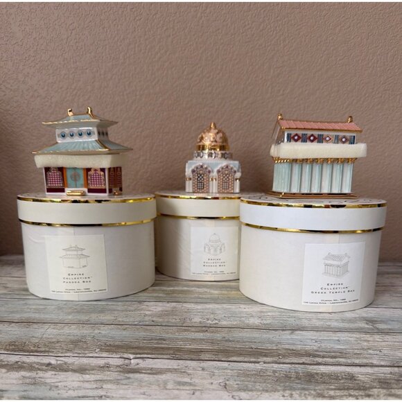 Lenox Other - 3 X Lenox China Treasures Empire Collection Trinket Box Greek Pagoda Mosque NEW